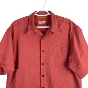 Royal Robbins Shirt‎ Button Up Mens L Red Short Sleeve Cotton Blend Outdoor Hike